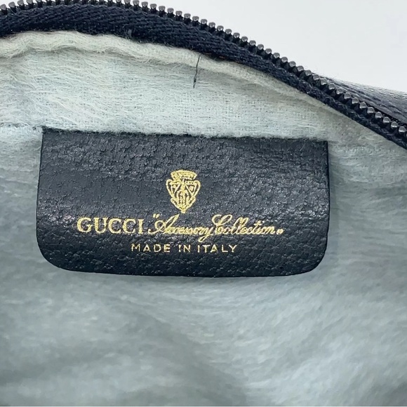 Auth Gucci GG  Supreme  Sherry Line  Navy Blue Zipper Clutch Bag BEAUTIFUL - Picture 13 of 16